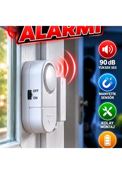 Kapı Ve Pencere Güvenlik Alarmı 90 Db Manyetik Sensörlü Taşınabilir