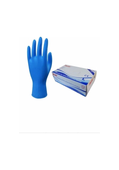 Beybi Pudrasız Mavi Nitril L Beden Muayene Eldiveni 100lü Paket