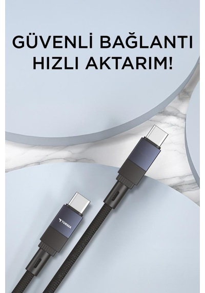Torima U18 Type-c İle Type-c Şarj Ve Data Kablosu Siyah