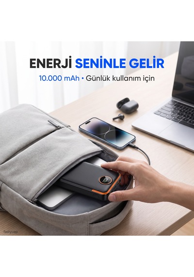 Buradabulabilirsin Snp-3012 10.000 Mah Lcd Ekran Dahili Kablolu 22.5w Hızlı Şarj Powerbank Bbz Çok Renkli