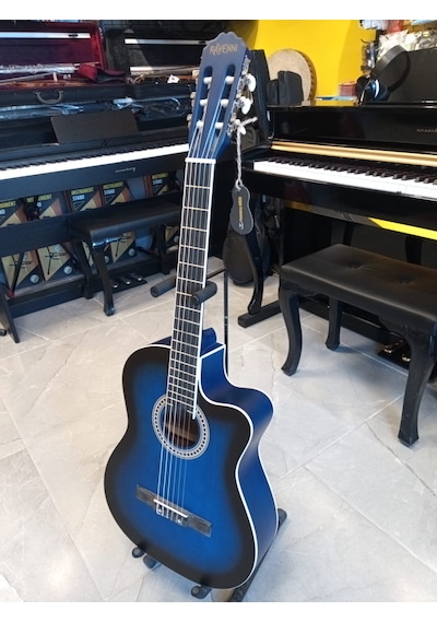 Ravenni Rcg-120 4/4 Klasik Gitar Tam Boy Kesik Kasa Kılıf+penaseti+kapo Hediyeli Mavi