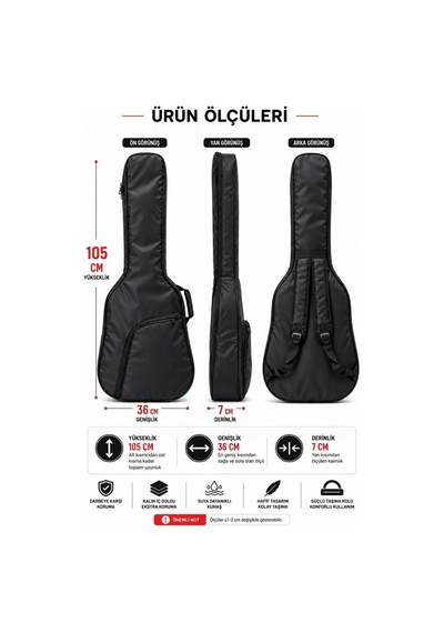 Yankı Egc-37bk Siyah Elektro Gitar Kılıfı Kalın Pedli Suya Dayanıklı Softcase - 9031328983738