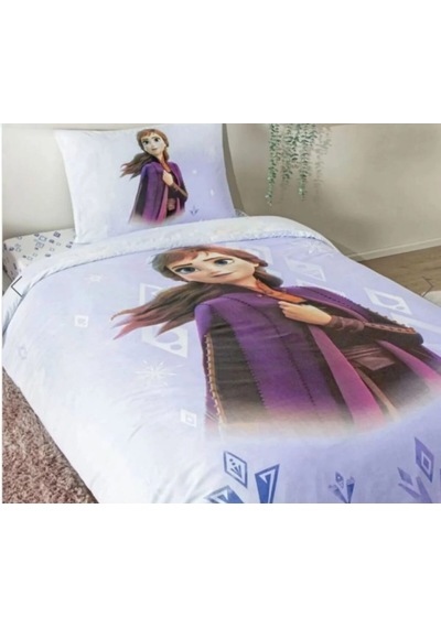 Frozen Çift Taraflı Tek Kişilik Nevresim Takımı Mor