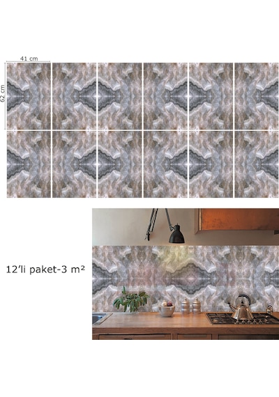 Tink Kendinden Yapışkanlı Kahve Buzlu Desenli Pvc Panel 41x62 Cm