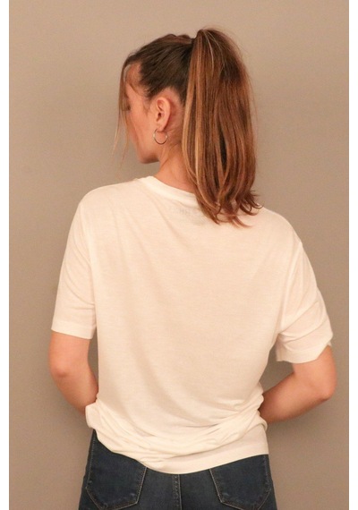 Rich Kadın O Yaka T-shirt Tişört Beyaz