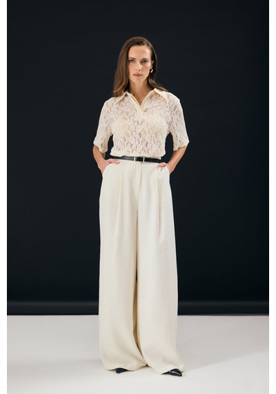 Sateen Dina Pantolon - Taş-137350