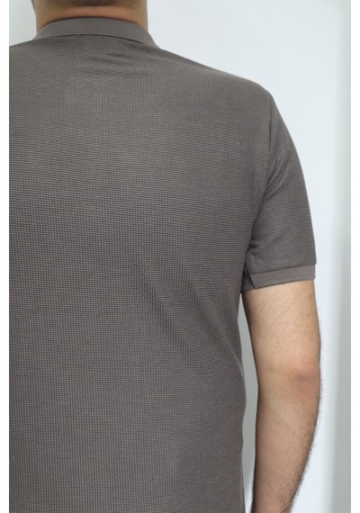 Erkek Santa Düz Spor Kesim Dar Kalıp Polo Yaka T-shirt Kahverengi