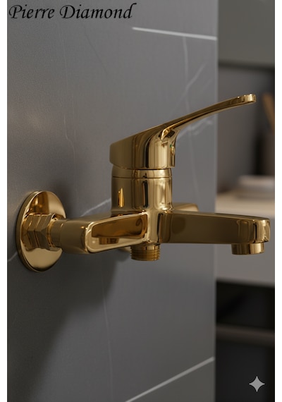 56623 Banyo Bataryası Duş Musluğu Musluk Armatür Siyah Beyaz Krom Gold Gold