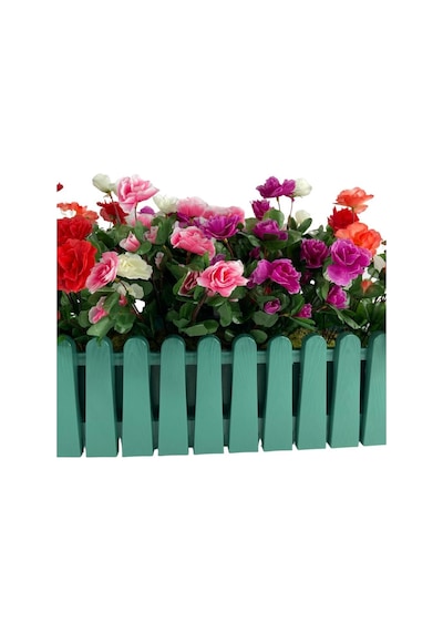 Yapay Çiçek Yeşil Çit Balkon Saksısı Renkli Açelya Çiçekli 55x20C