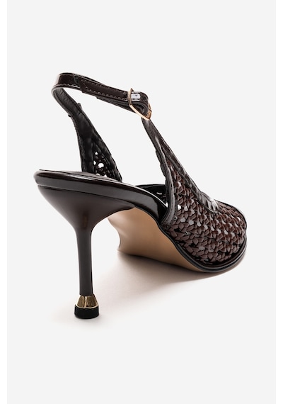 Luvishoes Bonıto Kahverengi Örgü Kadın İnce Topuklu Ayakkabı