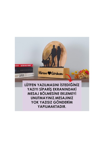 Led Işıklı Pleksi Dolunay Kişiselleştirilebilir Biblo Silvia Köpek Gezdiren Çift Anahtar Askılığı Sarı - 737336706