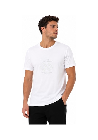 Tommy Life Erkek Beyaz Bisiklet Yaka Tshirt