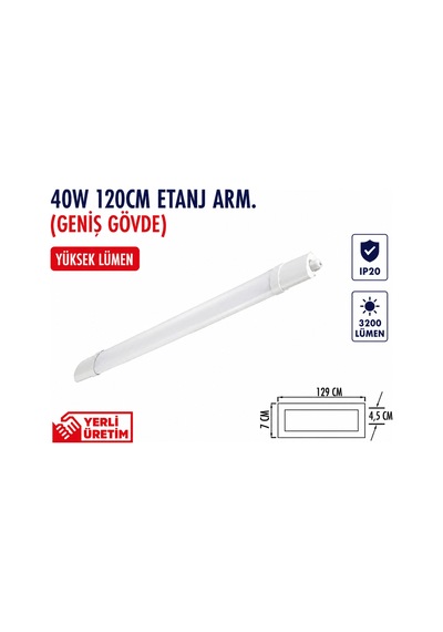 Lampist 80w 120 Cm Etanaj Yatay Bant Armatür 6500k Beyaz