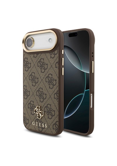 Apple Uyumlu iPhone 17 Air Guess Lisanslı 4g Yazı Logolu Kılıf&ekran&lens Koruyucu 3in1 Aksesuar Seti Kahverengi Kahverengi