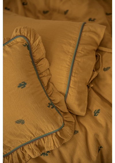 Ecocotton Larina Hardal %100 Organik Pamuk Müslin Nakışlı Bebek Nevresim Takımı