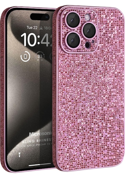 Microsonic Apple Uyumlu iPhone 15 Pro Kılıf Bling Rhinestones