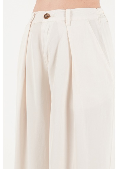 Lela Relaxed Fit Yüksek Bel Geniş Paça Pantolon Bayan Pantolon 668yp5515 Taş