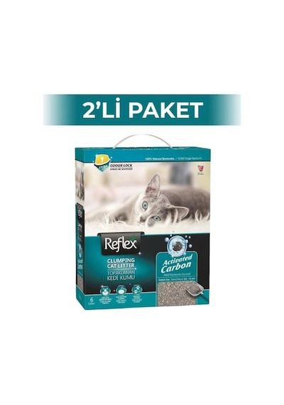 Reflex Aktif Karbonlu Süper Hızlı Topaklanan Kedi Kumu 6 Lt 2 Adet