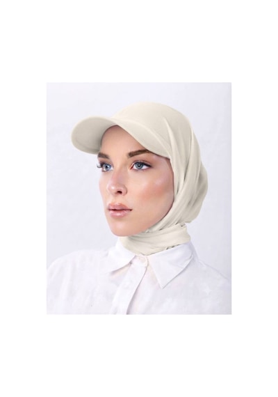 Aldaıyr Şapkalı Boneli Hazır Şal Hijab Sandy Krem
