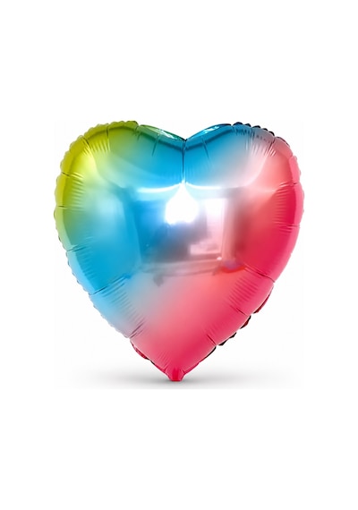 Folyo Balon Kalp Rainbow 24 İnç 60 Cm Renkli Doğum Günü Nişan Söz Düğün Parti Süsleme Balonu Çok Renkli