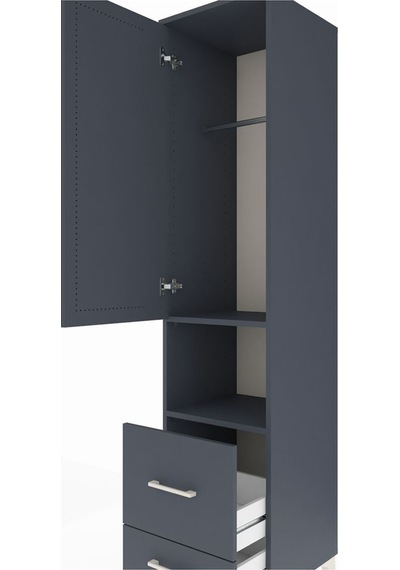 Hyperion Dolap 2 Raflı 2 Çekmeceli Tek Askılı 44x44x195 Antrasit-antrasit Antrasit
