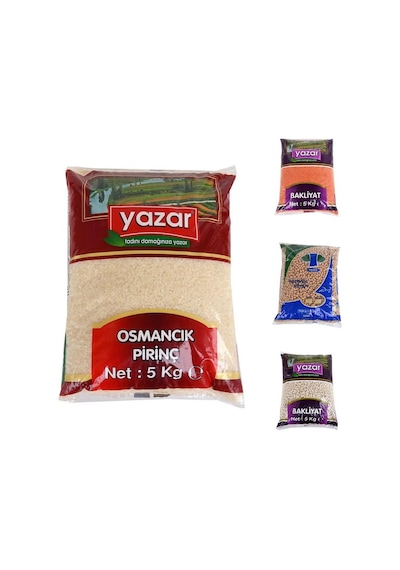 Yazar Kuru Gıda Seti 5kg Osmancık+5kg Kırmızı Mercimek+5kg Nohut+5kg Fasulye 20kg