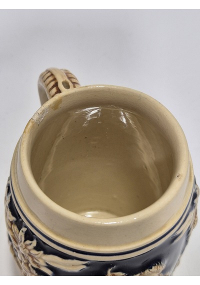 Vintage Tankart Dağ Evi Ve Çiçek Temalı Alman Seramik Bira Bardağı 11,8cm 006
