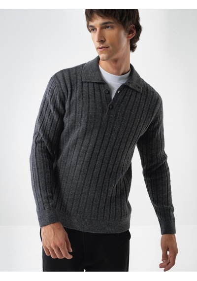 Xint Antra Dokulu Yumuşak Dokulu Regular Fit Kazak 801798 Antrasit