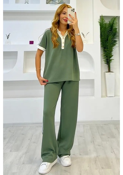 Fiolin Soft Touch Polo Yaka Eşofman Takımı haki