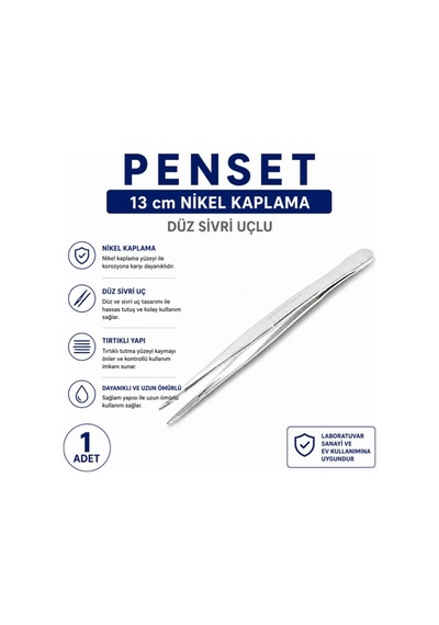 Penset Düz Uçlu 13 Cm Nikel Kaplama 1 Adet