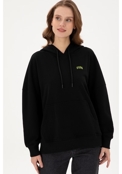 U.S. Polo Assn. Kadın Siyah Kapüşonlu Basic Sweatshirt 50297324-VR046