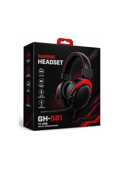 Jedel Gaming Gh-581 7.1 Usb Kablolu Rgb Işıklı Mikrofonlu Oyuncu Kulaklığı