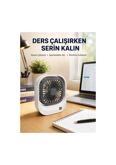Şarjlı Masaüstü Fan 3 Kademeli Güçlü Hava Akışı - Hs08379190-3926 Renkli