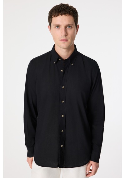 D'S Damat Ds Damat Comfort Siyah Flamlı Pamuk-keten Yazlık Gömlek 6hc02ort01304 Çok Renkli