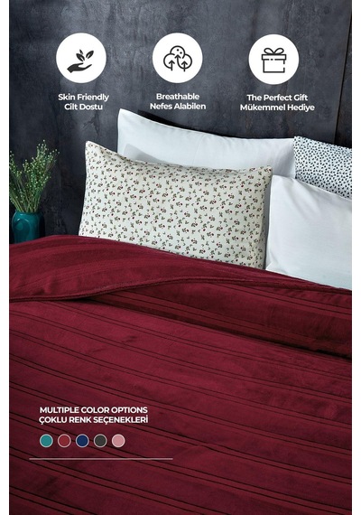 Evlen Home Collection Mayer Supersoft Yumuşak Tek Kişilik Battaniye 150x230 Cm Bordo Bordo