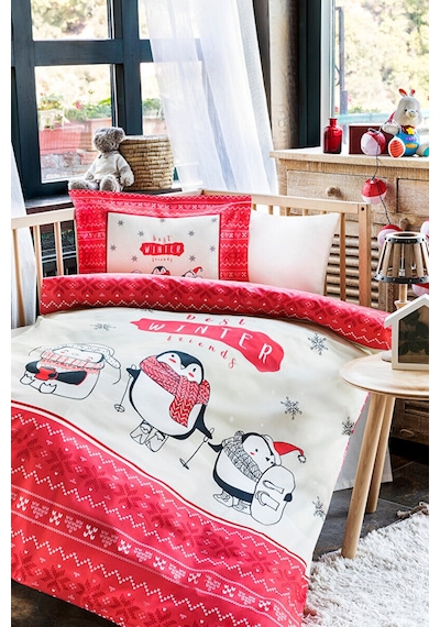 Özdilek Winter Friend Kışlık Flanel Bebek Nevresim Takımı Kırmızı