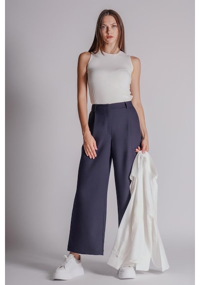 Braccas Kadın Yandan Cepli Fermuar Ve Agraf Kapamalı Relaxed Fit Pantolon Lacivert Lacivert Braccas Kadın Yandan Cepli Fermuar Ve Agraf Kapamalı Relaxed Fit Pantolon Lacivert Lacivert