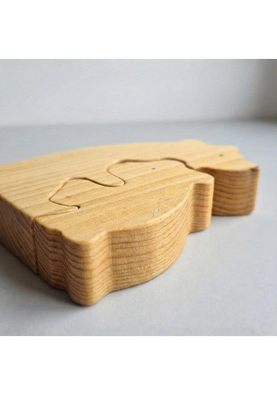 Simdale Wood İsimli Ahşap Anne Ve Yavru Ayı Puzzle - Geçmeli Montessori Oyuncak