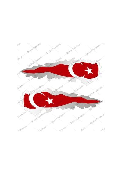 Yırtıklı Türk Bayrağı Ay Yıldız Sticker 01393