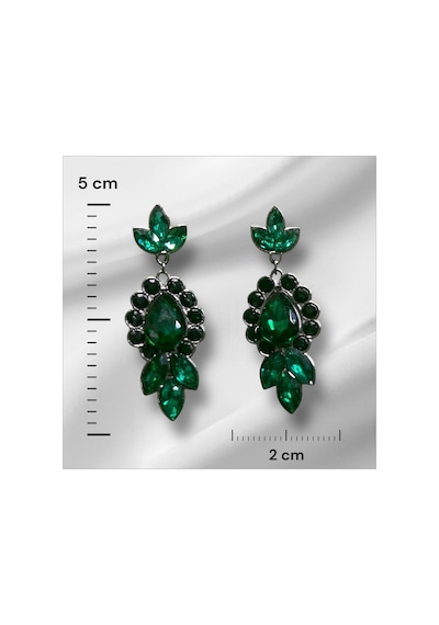 Lunara Kristal Taşlı Küpe - Gelin Kına Günlük Kullanım Yeşil - 726451607 Yeşil