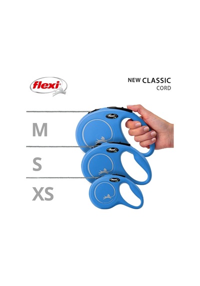 Flexi New Classic S Beden Mavi 5mt İpli Tasma Çok Renkli