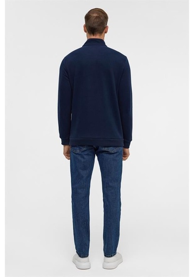 Süvari Lacivert Regular Düz Polo Yaka Sweatshirt Lacivert