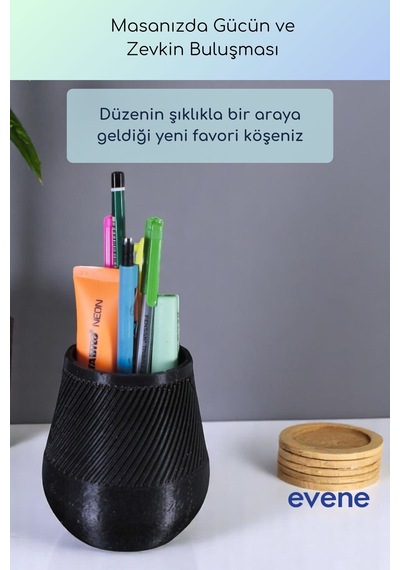 Kalemlik Masa Kalemliği Organizer Kalemlik Siyah Renk Model 89 Çok Renkli