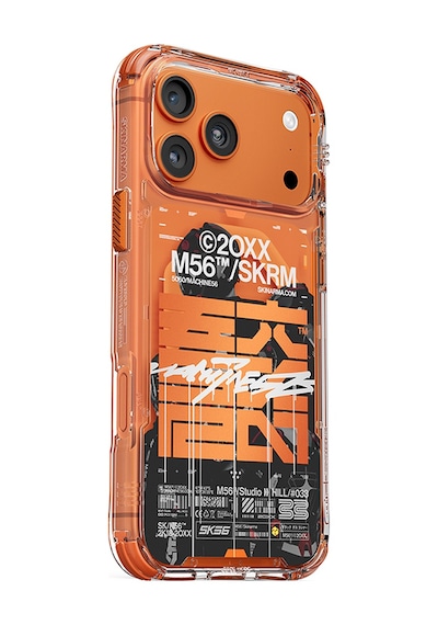 Apple Uyumlu iPhone 17 Pro Max Kılıf Skinarma M safe Şarj Özellikli Iml Baskılı X M56 Kapak Turuncu