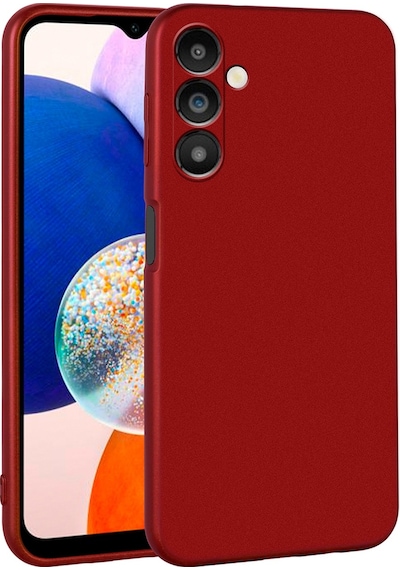 Noktaks - Samsung Galaxy Uyumlu A14 - Kılıf Mat Renkli Esnek Premier Silikon Kapak - Kırmızı