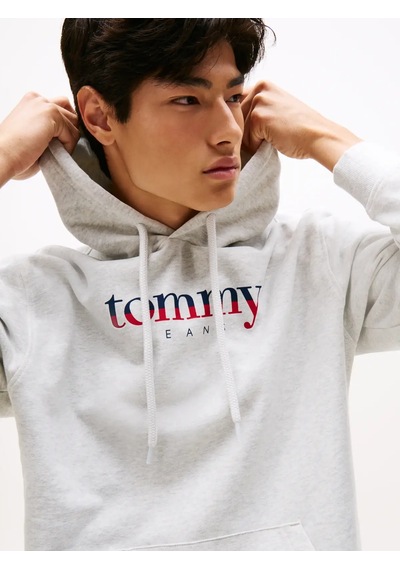 Tommy Hilfiger Tjm Reg Dna Hoodıe Gri Erkek Kapüşonlu Regular Fit Sweatshirt