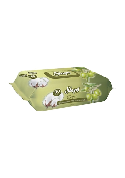Doğal Zeytinyağlı ve Pamuklu Islak Bebek Havlusu 3x90 270 Yaprak