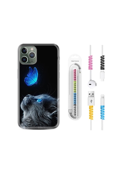 Apple Uyumlu iPhone 11 Pro Kılıf Kablo Koruyuculu Butterfly Cat 1891