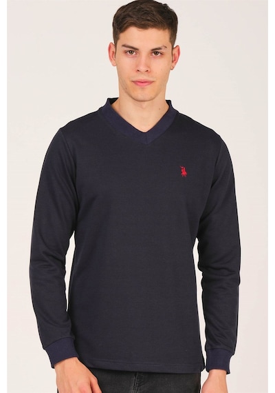 V4002 Dewberry V Yaka Erkek Sweatshırt-lacivert Lacivert