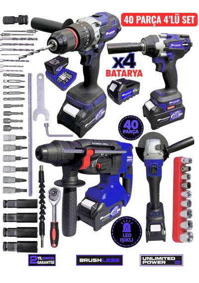 Schmıtzer 4lüset-m Pro 21v 40 Parça Şarjlı Akülü 3 Modlu Hilti Matkap Somun Sıkma Sökme Taşlama